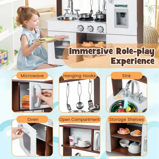Costway Kids Kitchen Playset Pretend Play Kitchen Toy with Realistic Sounds & Lights {5}