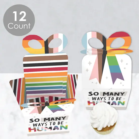 Big Dot of Happiness So Many Ways to Be Human - Square Favor Gift Boxes - Pride Party Bow Boxes - Set of 12 {4}