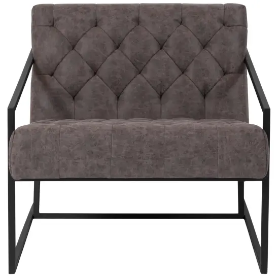Merrick Lane Vienna Modern Lounge Chair With Tufted Seating And Metal Frame Retro Gray {2}