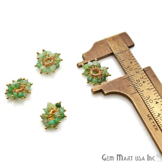 Tiny Cluster Gemstone Pendant, Natural Small Beads Charm, 12mm, Gold Plated DIY Jewelry, GemMartUSA (50364) {7}