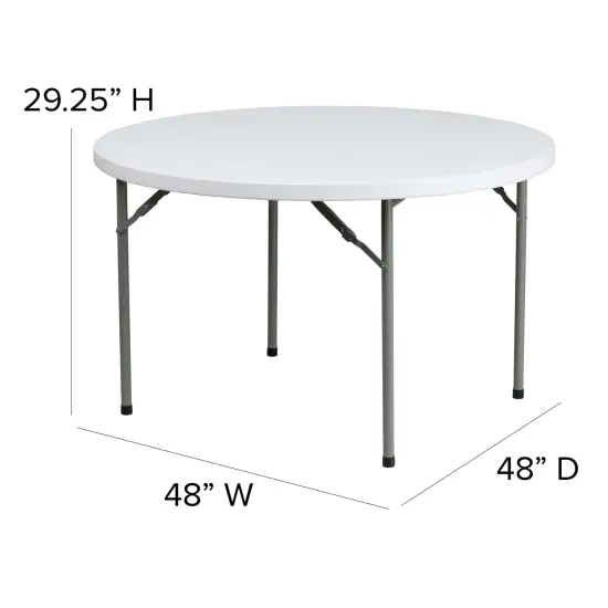 Emma and Oliver 4-Foot Round Plastic Folding Table Granite White {4}