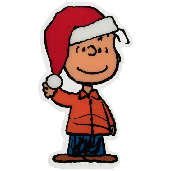 Northlight Peanuts Linus in Santa Hat Christmas Window Cling Decoration Red {6}