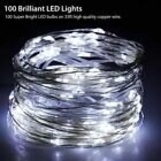 100 LED Solar Power String Fairy Lights Garden Outdoor Party Christmas Lamp White {1}
