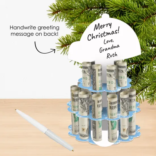 Big Dot of Happiness Winter Penguins - DIY Holiday and Christmas Party Money Holder Gift - Cash Cake {3}