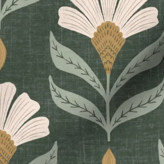 Various Fabrics by the Yard or Fat Quarter Green Flower Floral Meadow Botanical Art Nouveau Hand Drawn Large Scale Rustic Custom Printed Fabric by Spoonflower {7}