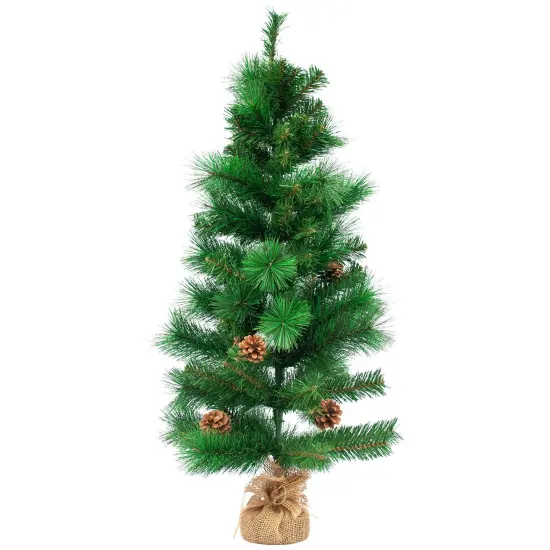 Northlight Mixed Pine and Pine Cones Artificial Christmas Tree in Jute Base - 39" Green {1}