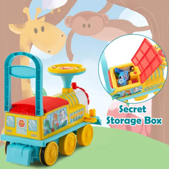 6V Electric Kids Ride On Train with 16 Pieces Tracks Blue {3}