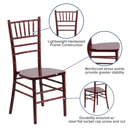 Emma and Oliver Wedding & Event Wood Chiavari Dining Chair Mahogany {2}