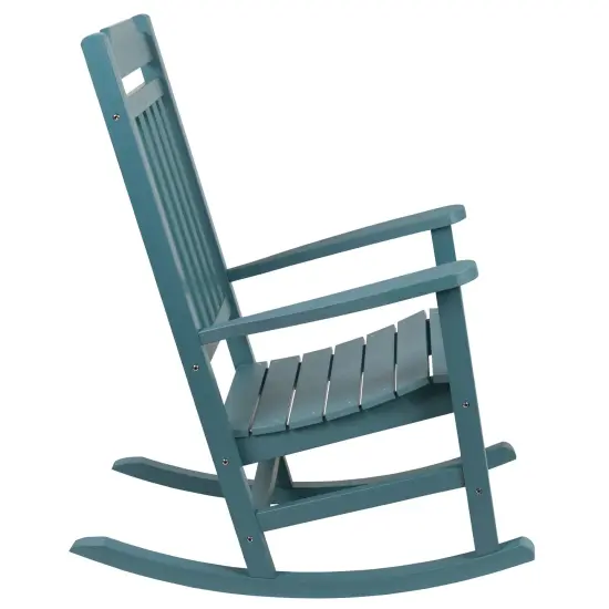 Merrick Lane Set of 2 HillfordPoly Resin Indoor/Outdoor Rocking Chairs Teal {5}