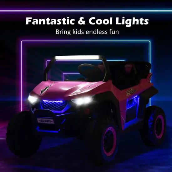 Costway 12V 2-Seater Kids Ride On UTV RC Electric Vehicle Suspension w/ Lights & Music {5}