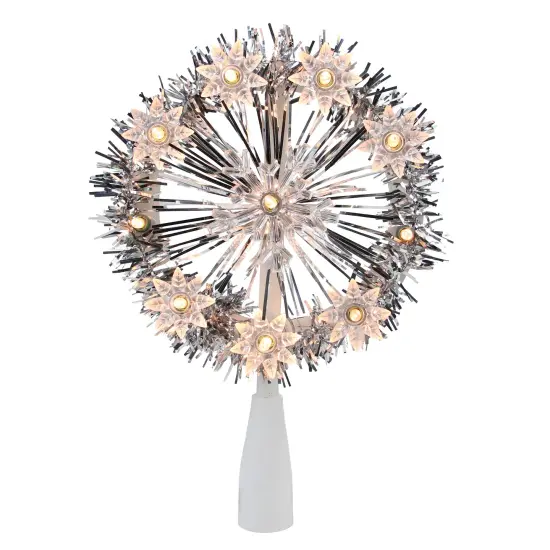 Northlight 7" Silver Pre-Lit Snowflake Starburst Christmas Tree Topper - Clear Lights {1}