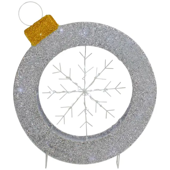 Northlight LED Lighted Silver Tinsel Ornament with Snowflake Outdoor Christmas Decoration - 21.5" {1}