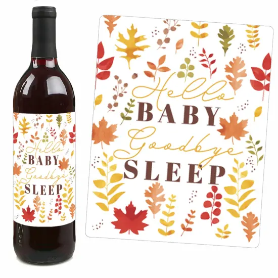 Big Dot of Happiness Fall Foliage Baby - Autumn Leaves Baby Shower Decorations for Women and Men - Wine Bottle Label Stickers - Set of 4 {4}