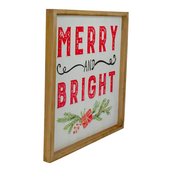 Northlight 16" Wooden Framed "Merry And Bright" Metal Christmas Sign White {4}
