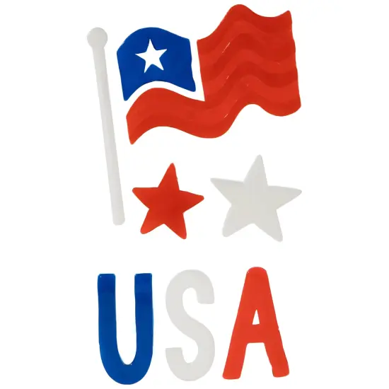 Northlight Double Sided Patriotic Celebration Gel Window Clings - Set of 6 Red {6}