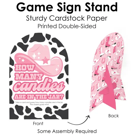 Big Dot of Happiness Rodeo Cowgirl - How Many Candies Pink Western Party Game - 1 Stand and 40 Cards - Candy Guessing Game {6}