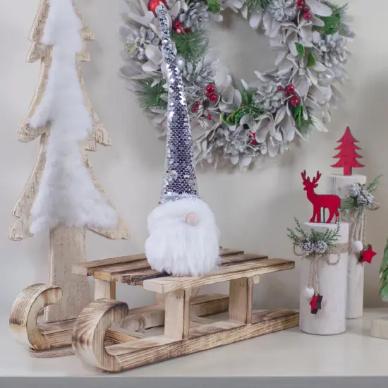 Northlight 13" Silver Sequin Santa With a Pointed Winter Hat Christmas Decor {3}