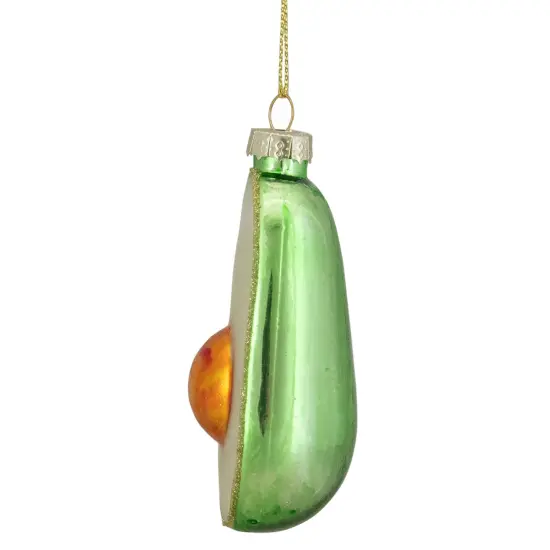 Northlight 3.5" Green and White Avocado Glass Christmas Ornament {4}