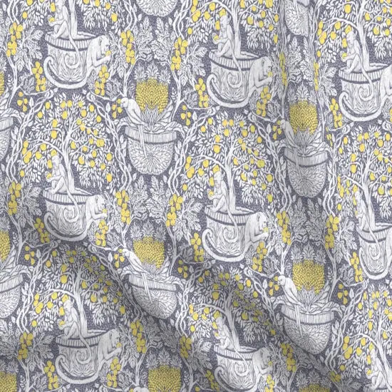 Various Fabrics by the Yard or Fat Quarter Exotic Damask Tropical Fruit Monkey Parrot Arts And Crafts Lemon Tree Yellow Gray Grey Custom Printed Fabric by Spoonflower {5}