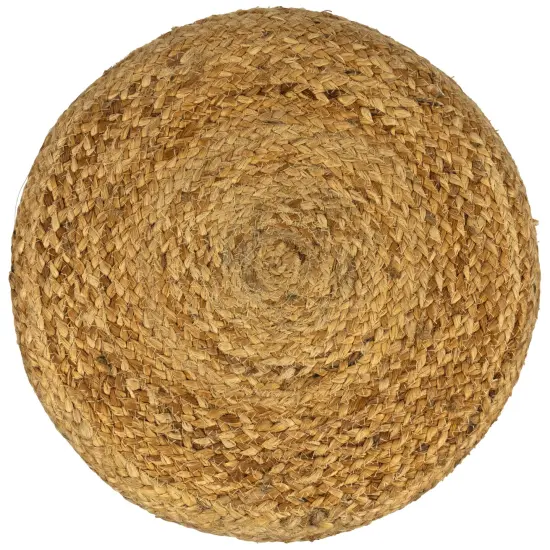 Northlight 15" Beige Braided Jute and Wood Handmade Three Legged Foot Stool {5}