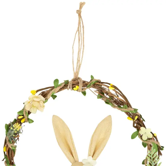 Northlight Bunny with Flowers Artificial Easter Twig Wreath - 10" Brown {5}
