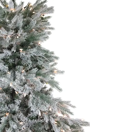 Northlight Real Touch&trade;️ Pre-Lit Full Flocked Jasper Balsam Fir Artificial Christmas Tree - 7.5' - Clear Lights Green {4}