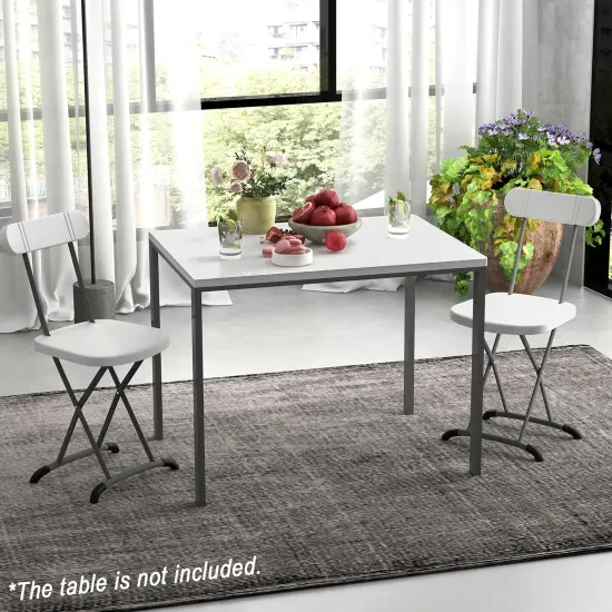 Costway 2-Pack Folding Chair with Metal Curved Feet Wide Seat & Ergonomic Backrest Black/White {9}