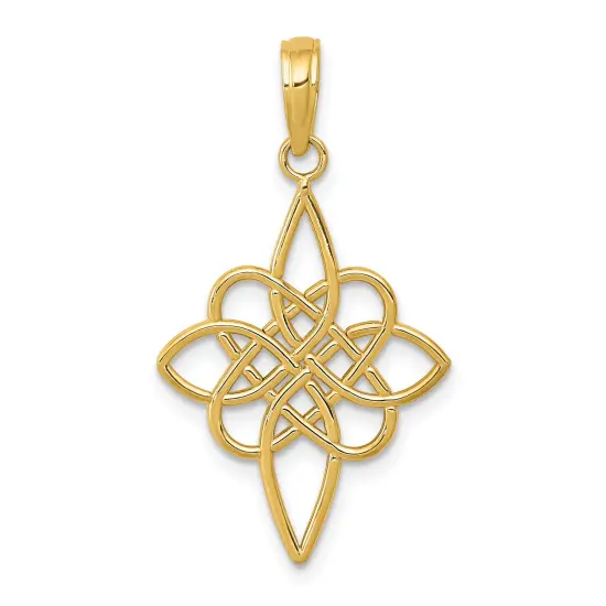 14K Gold Celtic Knot Pendant Charm Jewelry 28 x 16 mm {1}