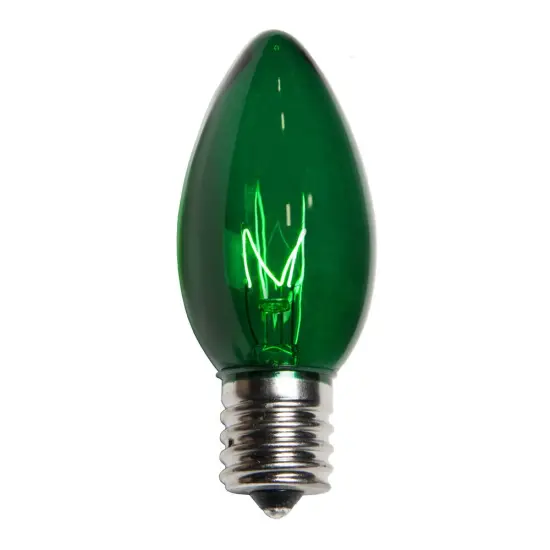 25 Bulbs - C9 Triple Dipped Transparent Green, 7 Watt lamp {1}