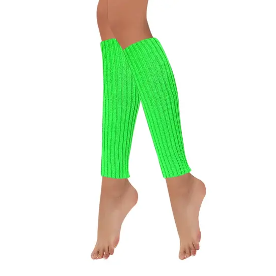Wrapables 80's Style Neon Fluorescent Ribbed Leg Warmers Green {2}