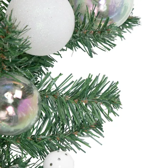 Northlight 6' Green Pine Artificial Christmas Garland with Berries and Iridescent Ornaments {3}