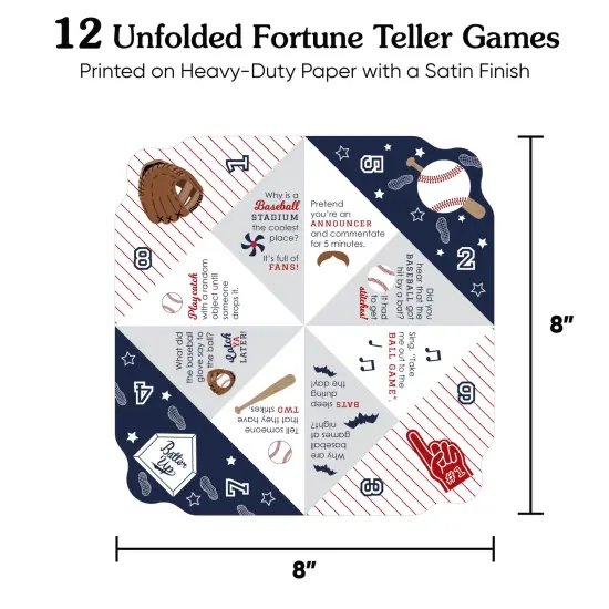 Big Dot of Happiness Batter Up - Baseball - Baby Shower or Birthday Party Cootie Catcher Game - Jokes and Dares Fortune Tellers - Set of 12 {5}