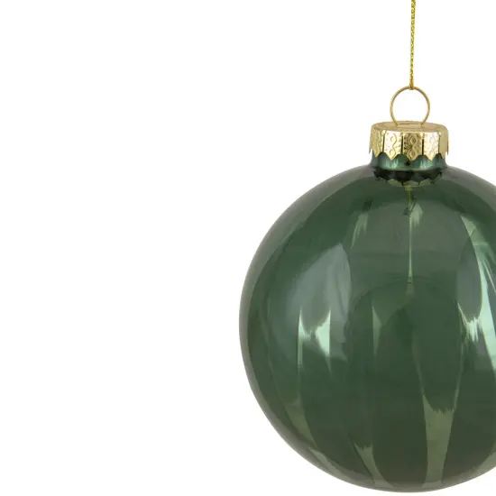 Northlight Shiny Brush Stroke Glass Christmas Ball Ornament - 4" - Green {4}