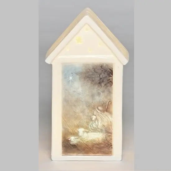 Roman 7.5" Pre-Lit Ivory LED Building Christmas Tabletop Decor {3}