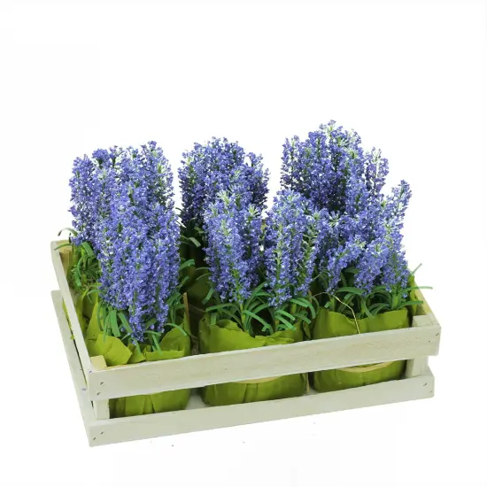 Gallerie II Artificial Lavender Plants in Crate Spring Decoration - 9.5" - Pack of 6 Purple {1}