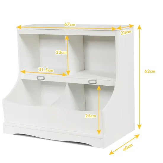 Costway Children's Multi-Functional Bookcase Toy Storage Bin Kids Floor Cabinet GreyWhite {11}
