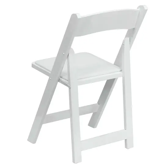 Emma and Oliver 2 Pack Wedding Party Event Wood Folding Chair with Vinyl Padded Seat White {4}