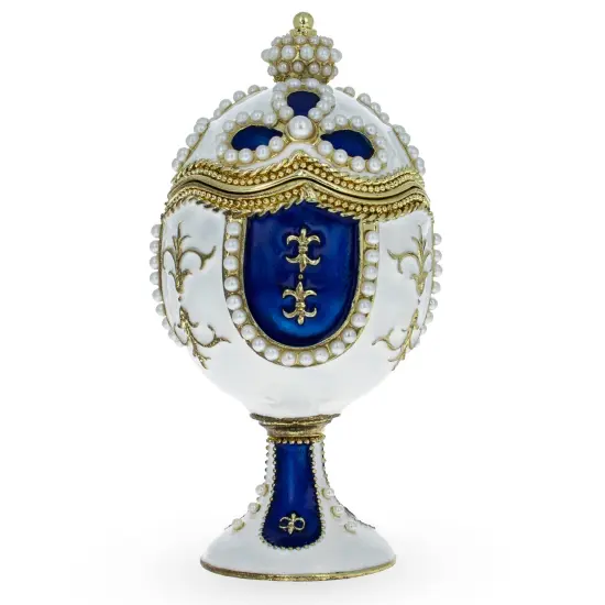 Pearls on White Enamel Royal Inspired Easter Egg 3.75 Inches {1}