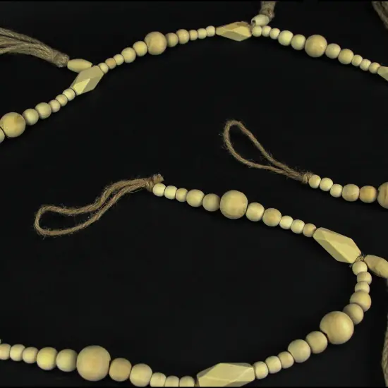 Bohemian Style Wooden Bead and Jute Rope Tassel Hanging Garland Boho {6}