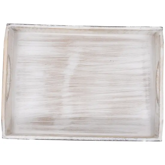 Northlight Set of 2 Brushed White Chevron Pattern Display Trays 18" {5}