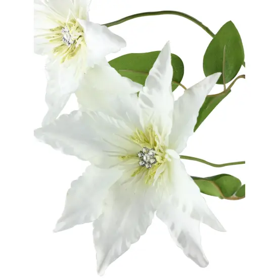 Allstate Two-tone Jeweled Clematis Artificial Floral Spray - 20" - White {3}