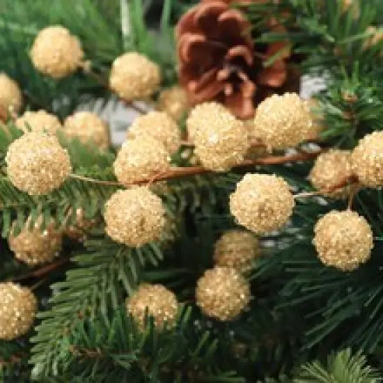 24-Pack Gold Beaded Berry Sprays with 25 Large Berries | 20-Inch | Festive Holiday Decor | Trees, Wreaths, & Garlands | Christmas Picks | Home & Office Decor {4}