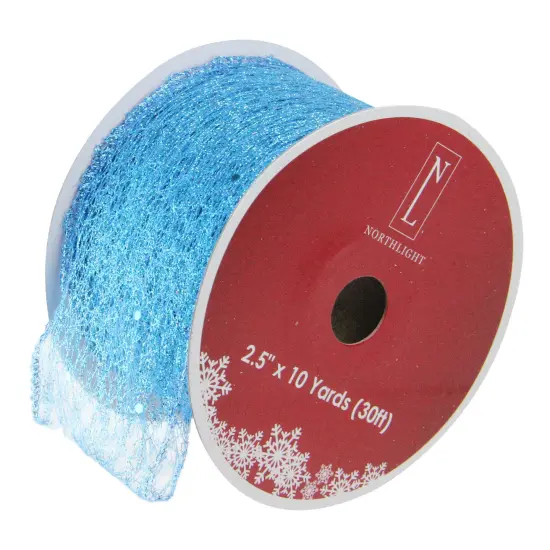 Northlight Club Pack of 12 Glittering Blue Wired Christmas Craft Ribbon Spools - 2.5" x 120 Yards {1}