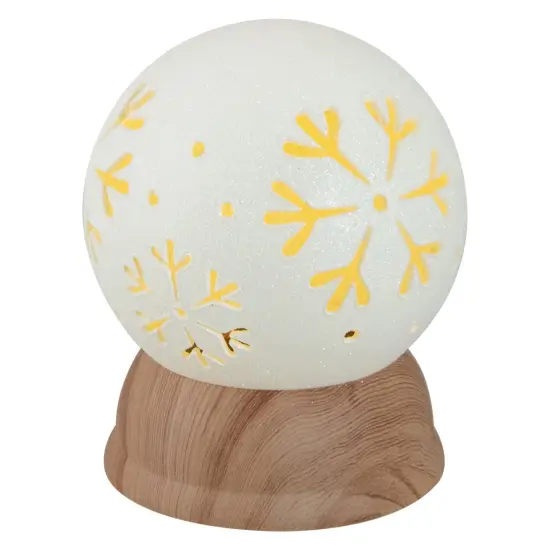 Northlight 6.5" Lighted White and Brown Globe with Snowflakes {1}