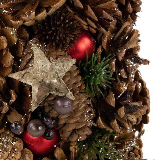 Northlight Pinecone, Berry and Star Cutouts Christmas Cone Tree Decoration - 17" Green {3}