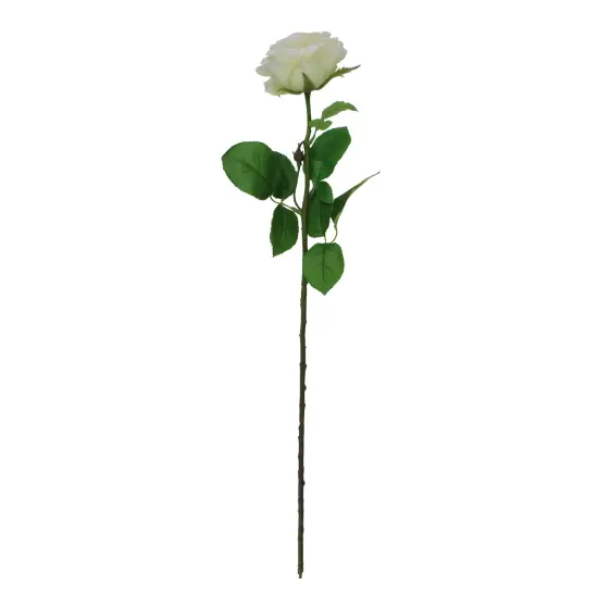 Select Artificials 27" White and Green Long Single Stem Budding Rose Artificial Pick {1}
