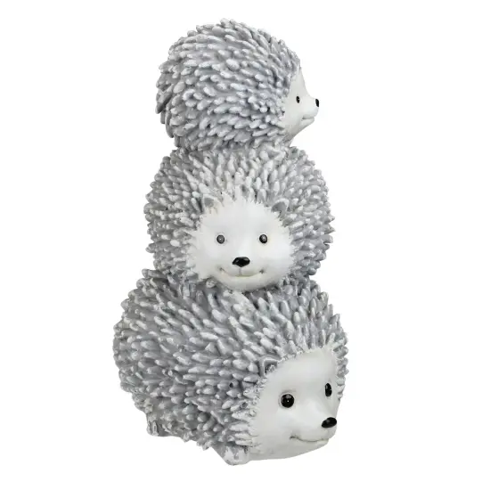 Roman 10.25" Gray and White Outdoor Stacked Hedgehogs Garden Statue {3}