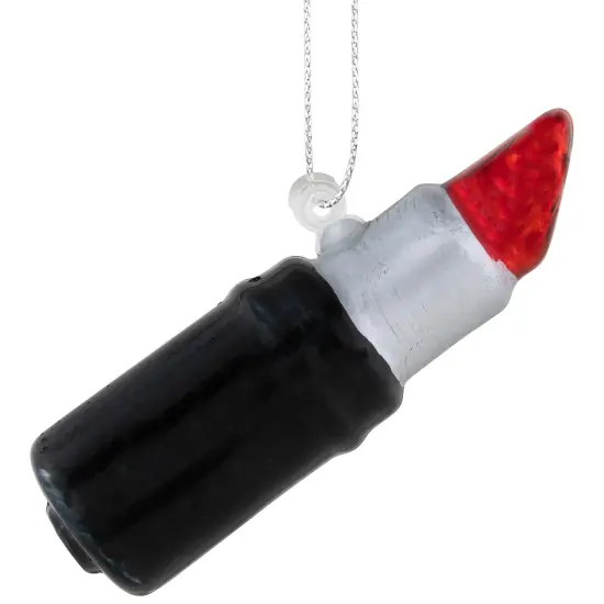 Northlight 3.75" Black and Red Lipstick Glass Christmas Ornament {4}