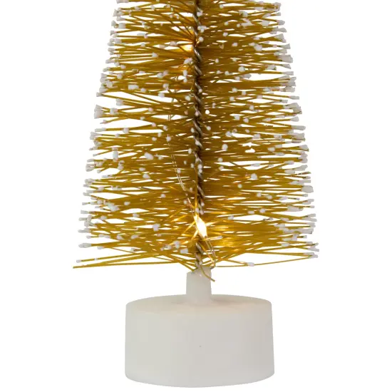 Northlight LED Lighted Mini Bottle Brush Pine Christmas Village Trees - Gold Finish - Set of 2 {6}