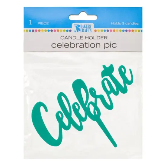 Celebrate Plastic Candle Holder Cake Topper, 1ct Teal {2}